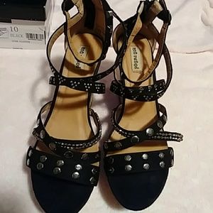 Black studded wedges